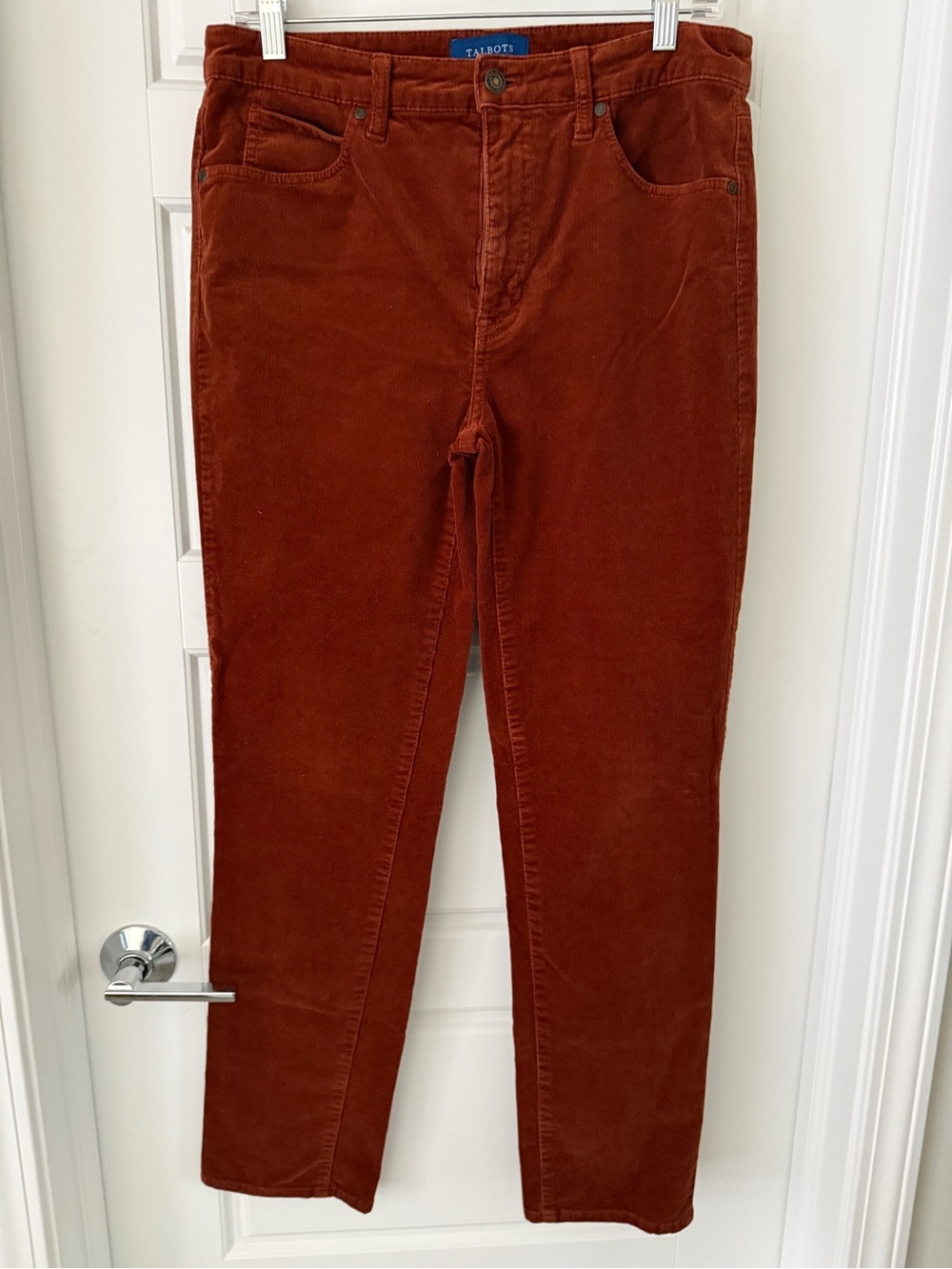 Talbots High-Waist Straight Leg Corduroy Pants Sz 6 Rust 🍂 Slacks